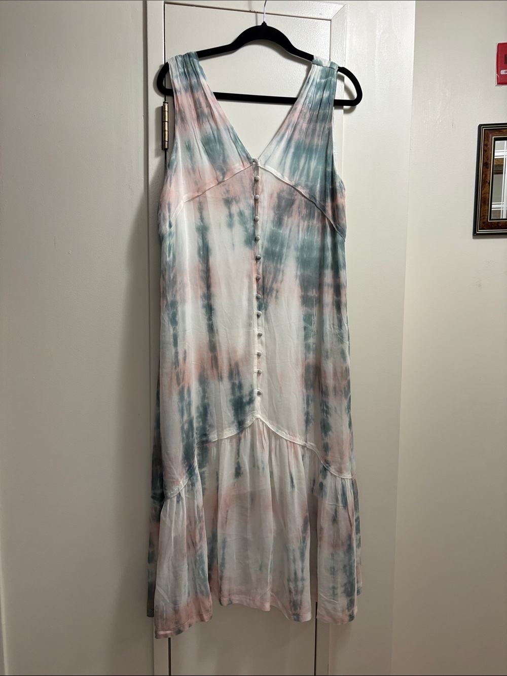 YFB. Women’s Tie-Dye Midi Dress in Soft Pink and Teal